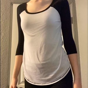 Black and white baseball tee